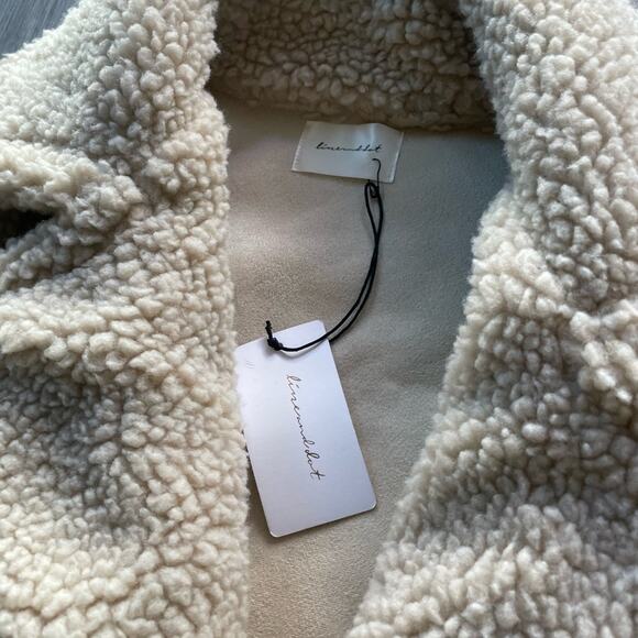 line and dot agnes cream oversized long teddy jacket trench coat Medium Large - Picture 5 of 15